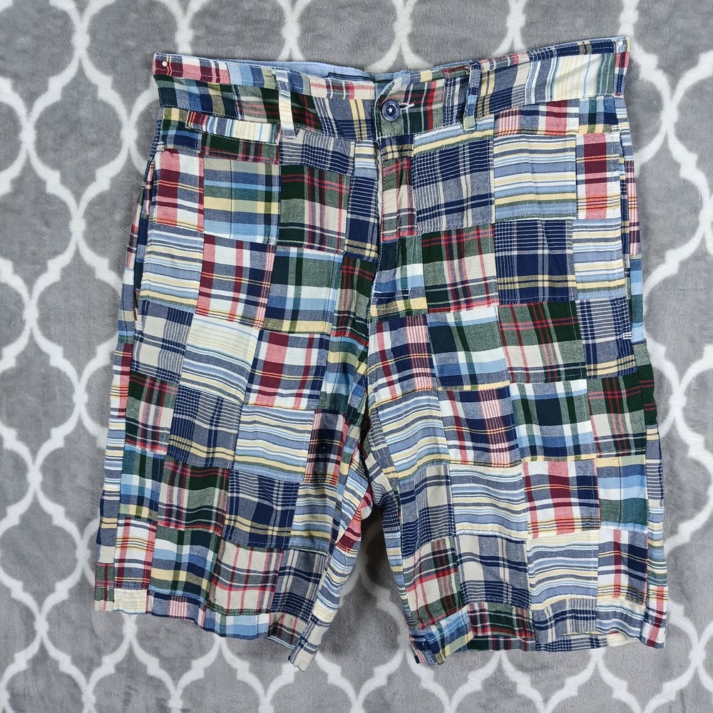 Patchwork Plaid Madras Shorts Mens 31 Blue White Canterbury of New Zealand